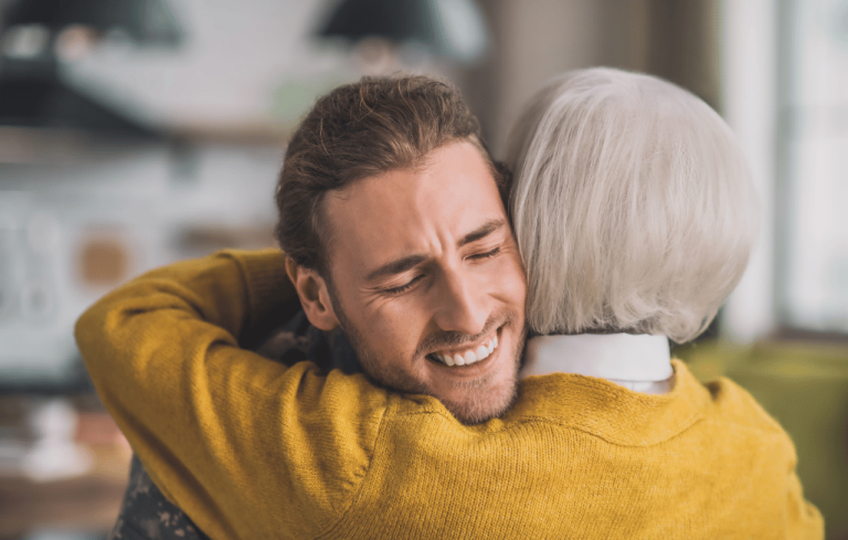 Hugging parents before leaving to old age home